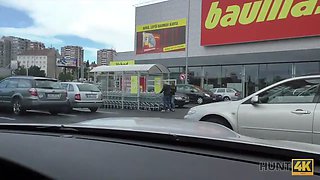 HUNT4K. Beauty fucked hard in car while BF received stack of cash