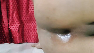 Inserting big dildo in my tight ass