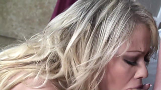 Blonde teen gets fucked and swallows cum