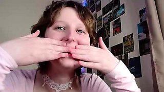 Cute curly brunette solo webcam masturbation