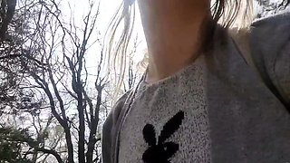 Amateur teen outdoor blowjob