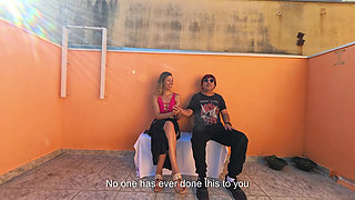 Blind man has a lucky day while resting in a public place.