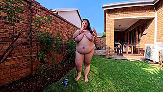 Smoking Naked Outside, Displaying My Fat Brown Body, Body Writing
