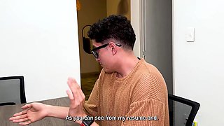 Secretary Fucks Her Boss's Stepson on the Office Desk, Nerd Boy Has a Big Cock! Daniela Andrea and Pipe Boy