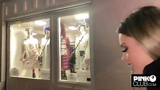 Martina Smeraldi takes Freddy Gong's BBC in dressing room public sex