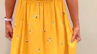 Stella in a Yellow Sun Dress with Black Heels