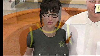 Curvy newbie with huge natural boobs in an erotic visual novel adventure