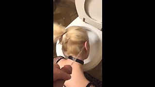Washing the slut's hair with pee