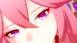 Yae Miko with Her Thicc Fat Ass Rides Traveler Side-cowgirl Position