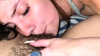Indica Flower edges and sucks her gf’s BIG CLIT