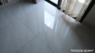 Huge Desperation Pee on the Glass Door