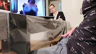 Secretary Surprised By Big Cock Cumshot - Amateur Public Handjob