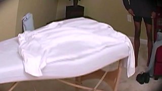 Fat black slut giving an interracial handjob