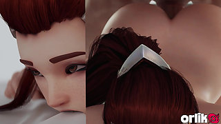 Brigitte Big Juicy Ass Prone Bone & Cowgirl Anal Fuck - Anal Plug Performance - Overwatch 3D Animation
