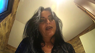 Bathroom Toilet Fetish. Lace Robe Dirty Talk and Shiny Dress Pee Close up