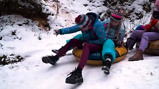 Amazing group sex with horny lesbian chicks fuckin