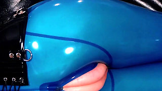 Latex bondage, pussy masturbation and squirt