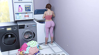 Busty Stepmom Loves My Cock Grinding Her Ass While She Doing Laundry