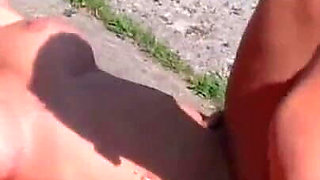 Busty babe Phoebe Ryan fucked outdoor by the car from her big cock dude