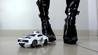 Domme Giantess Latex Boot Stomped Crushed Cop Car
