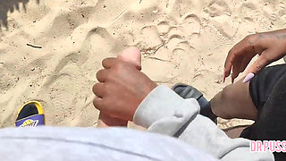 Pregnant Woman Is Abandoned by Her Husband and Masturbates a Stranger on the Beach Without Him Knowing Until She Gets All the Mi