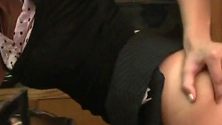 Busty secretary is ready to seduce this lovely boss on her desk