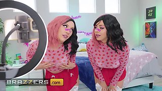 Jazmin Luv and Bella Luna are ready to make naughty e-content when Bruce comes home and offers his cock - BRAZZERS