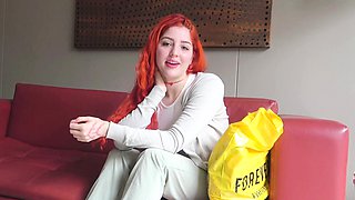 Redhead LATINA 18YO was nervous on camera