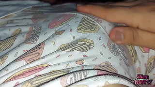 Step sister spreads her legs to caress her pussy