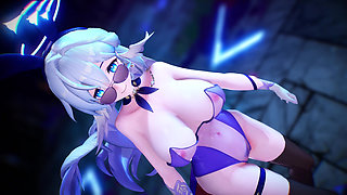 [mmd] Robin Queencard Transparent Open Swimsuit Anal Plug Big Shake; Pussy Exposed