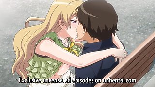 Hot hentai with a horny blonde fucking with her boyfriend in a park