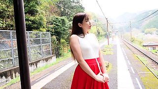 Japanese teen teases pussy with toys and cock