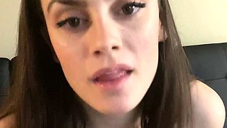 Small titted brunette teen fingering on the bed