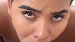Petite Latina teen Gabby Martinez POV cum swallow blowjob