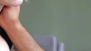 Guy Titjob Huge Dick and Cum in Cute Blonde's Hot Mouth!