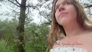 Teen Shows Tits and Asshole During a Storm in the Forest