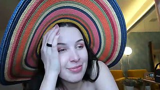 Cute curly brunette solo webcam masturbation