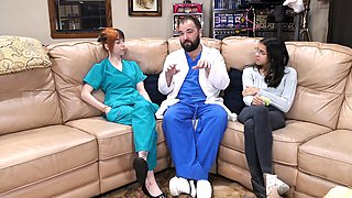 Sex slave, nitrile gloves, male doctor