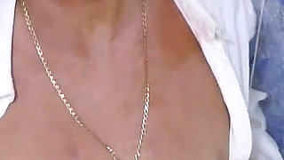 Pissing in Toilet & Masturbating in Shower Wearing Stockings & a Wet Blouse