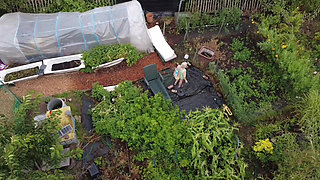 Voyeur with Drone Watches Me in the Garden Playing with Myself