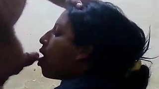 Marianna on Her Knees - Taking Hot Cum in Her Mouth.