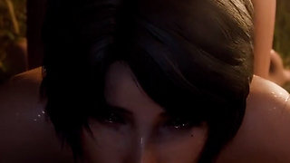 Thicc Ass Jote Deepthroating a Hard Cock Near a Camp Fire