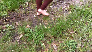 Barefeet Tit Slapping in Nature