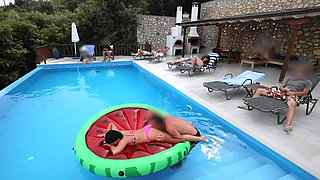 His Wife Can't Satisfy Him, so He Fucks Me Right by the Hotel Pool!