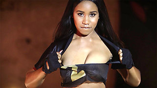 Smallish black woman loved passion posing