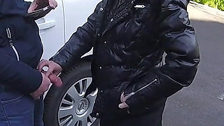 The Teacher Swallows Cock on a Public Street (dick Flash Extreme Public Action!) - Misscreamy