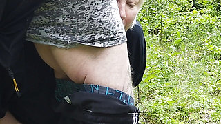 Mother-in-law sucks my dick in a public park and swallows cum