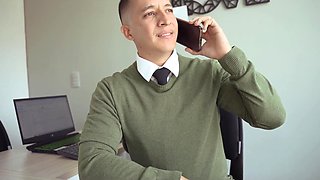 Slim Buxom Latina Beauty Resorts To Her Slutty Talents & Fucks With the Boss To Get the Job