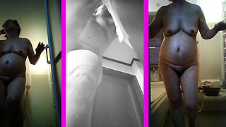 Ugly mother Yoriko, 73 years old, undressing, 3 screen voyeu