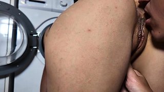 Big-Assed Stepmom Gets Fucked and Creampied in the Washing M